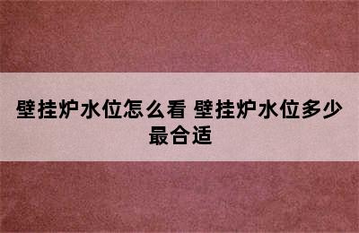 壁挂炉水位怎么看 壁挂炉水位多少最合适